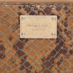 Pre Owned محفظة مايكل كورس سحاب مستدير جيت ست جلد نقش تمساح بنية