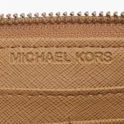 Pre Owned محفظة مايكل كورس سحاب مستدير جيت ست جلد نقش تمساح بنية