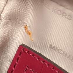 Pre Owned حقيبة كتف مايكل كورس جيني جلد منقوش بجلد التمساح فوشيا متوسطة