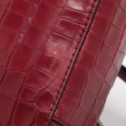 Pre Owned حقيبة كتف مايكل كورس جيني جلد منقوش بجلد التمساح فوشيا متوسطة