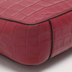 Pre Owned حقيبة كتف مايكل كورس جيني جلد منقوش بجلد التمساح فوشيا متوسطة