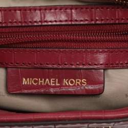 Pre Owned حقيبة كتف مايكل كورس جيني جلد منقوش بجلد التمساح فوشيا متوسطة