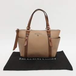 Pre Owned Michael Kors Sullivan Small Beige/Brown Saffiano Leather Tote