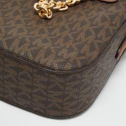 Pre Owned حقيبة كروس مايكل كورس جت ست قماش بني بشعار وجلد