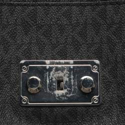 مملوكة مسبقًا Michael Kors Rose Black/Grey Signature Coated Canvas and Leather Shoulder Bag