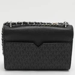 مملوكة مسبقًا Michael Kors Rose Black/Grey Signature Coated Canvas and Leather Shoulder Bag