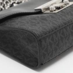 مملوكة مسبقًا Michael Kors Rose Black/Grey Signature Coated Canvas and Leather Shoulder Bag