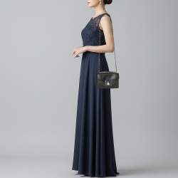 مملوكة مسبقًا Michael Kors Rose Black/Grey Signature Coated Canvas and Leather Shoulder Bag