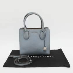 Pre Owned Michael Kors Mercer Small Light Blue Leather Tote