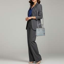 Pre Owned Michael Kors Mercer Small Light Blue Leather Tote