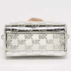 Pre Owned حقيبة كروس بودي مايكل كورس غريسون مرآة فضي نقشة مميزة جلد لمّاع دوفل