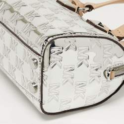 Pre Owned حقيبة كروس بودي مايكل كورس غريسون مرآة فضي نقشة مميزة جلد لمّاع دوفل