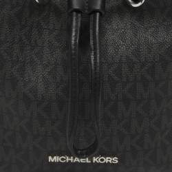 Pre Owned حقيبة مايكل كورس سوري بقماش بشعار بني/أخضر داكن برباط دادءلة