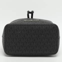 Pre Owned حقيبة مايكل كورس سوري بقماش بشعار بني/أخضر داكن برباط دادءلة