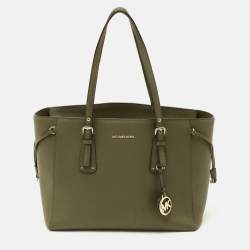 مملوكة مسبقًا Michael Kors Voyager Medium Olive Green Leather Tote
