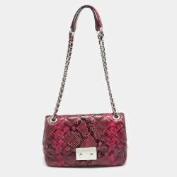 مملوكة مسبقًا Michael Kors Tribeca Pink/Black Python Embossed Leather Shoulder Bag