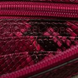 Pre Owned Michael Kors Tribeca Pink/Black Python Embossed Leather Shoulder Bag