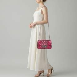 Pre Owned Michael Kors Tribeca Pink/Black Python Embossed Leather Shoulder Bag