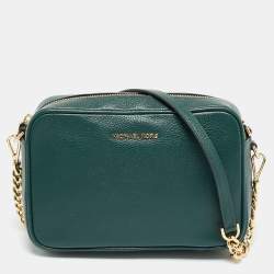 مملوكة مسبقًا Michael Kors Jet Set Camera Green Leather Crossbody Bag