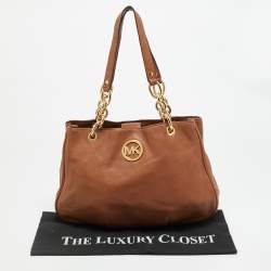 مملوكة مسبقًا Michael Kors Fulton Chain Brown Leather Shoulder Bag