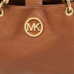 مملوكة مسبقًا Michael Kors Fulton Chain Brown Leather Shoulder Bag