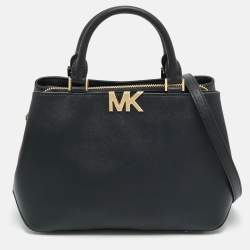 Pre Owned Michael Kors Florence Medium Black Saffiano Leather Satchel