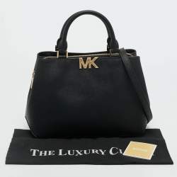 Pre Owned حقيبة ساتشيل مايكل كورس فلورنس متوسطة جلد سافيانو أسود