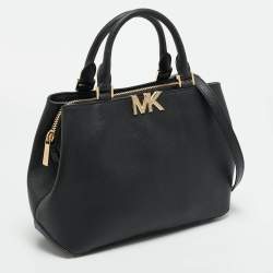 Pre Owned حقيبة ساتشيل مايكل كورس فلورنس متوسطة جلد سافيانو أسود