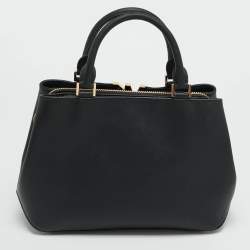 Pre Owned حقيبة ساتشيل مايكل كورس فلورنس متوسطة جلد سافيانو أسود