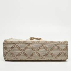 مملوكة مسبقًا Michael Kors GIgi Large Beige/Brown Logo Jacquard Canvas Tote