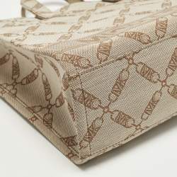 مملوكة مسبقًا Michael Kors GIgi Large Beige/Brown Logo Jacquard Canvas Tote