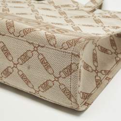 مملوكة مسبقًا Michael Kors GIgi Large Beige/Brown Logo Jacquard Canvas Tote
