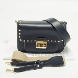 Pre Owned Michael Kors Sloan Editor Navy Blue Leather Shoulder Bag