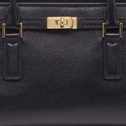 Pre Owned Michael Kors Hamilton Moderne Small Black Leather Satchel 