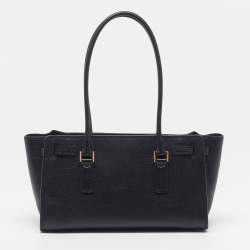Pre Owned Michael Kors Hamilton Moderne Small Black Leather Satchel 