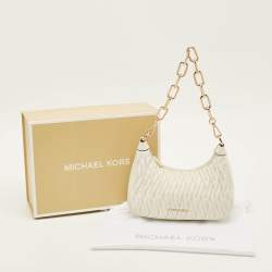 Pre Owned حقيبة كتف مايكل كورس جلد ماتلاسية أبيض كوراً متوسطة