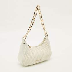 Pre Owned حقيبة كتف مايكل كورس جلد ماتلاسية أبيض كوراً متوسطة