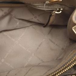 Pre Owned Michael Kors Teagen Small Brown Signature Coated Canvas Satchel