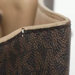 Pre Owned Michael Kors Teagen Small Brown Signature Coated Canvas Satchel