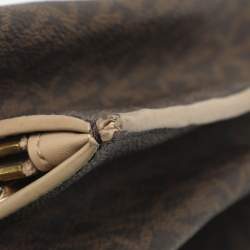 Pre Owned Michael Kors Teagen Small Brown Signature Coated Canvas Satchel