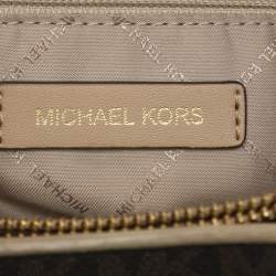 Pre Owned Michael Kors Teagen Small Brown Signature Coated Canvas Satchel