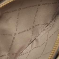 Pre Owned Michael Kors Teagen Small Brown Signature Coated Canvas Satchel