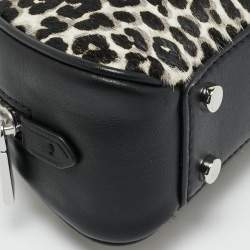 Pre Owned حقيبة ساتشل مايكل كورس لولو جلد وماعز أسود/أبيض بنقشة الفهد صغيرة