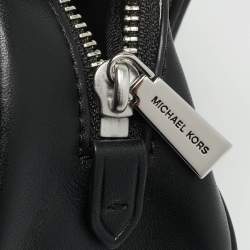 Pre Owned حقيبة ساتشل مايكل كورس لولو جلد وماعز أسود/أبيض بنقشة الفهد صغيرة