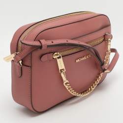 Pre Owned Michael Kors Jet Set Pink Leather Crossbody Bag