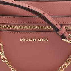 Pre Owned Michael Kors Jet Set Pink Leather Crossbody Bag