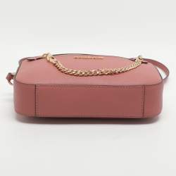Pre Owned Michael Kors Jet Set Pink Leather Crossbody Bag