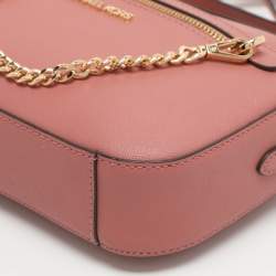 Pre Owned Michael Kors Jet Set Pink Leather Crossbody Bag