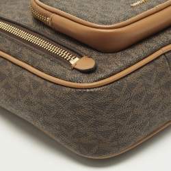 Pre Owned حقيبة كروس مايكل كورس إليوت بنية صغيرة مغطاة بالقماش المميز