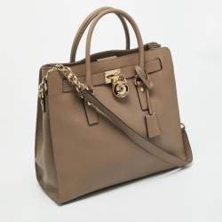 مملوكة مسبقًا Michael Kors Hamilton North South Beige Leather Tote